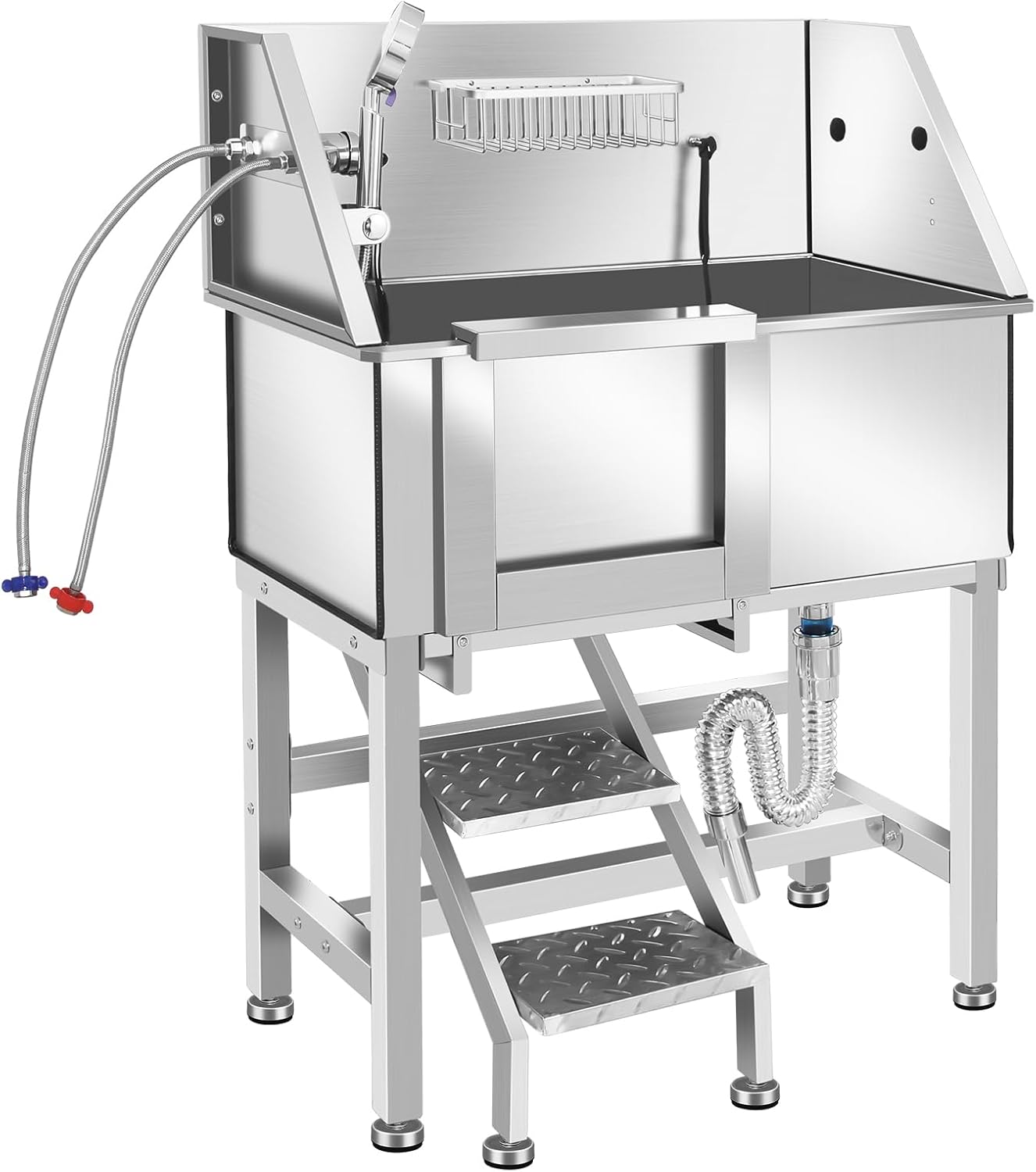 Professional Dog Washing Station, Stainless Steel Dog Bathing Station, Dog Wash Station, Storage Drawer, Upgrade Parts, Home, Commercial,34" L-RAMP