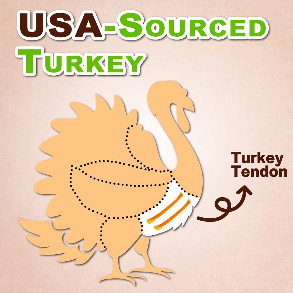 Afreschi Natural Turkey Tendon Rope (L) 3.53 oz, USA-Sourced Turkey Tendon, All Natural Human Grade Dog Chew, Hypoallergenic, Rawhide Alternative, Dog Treats for Large Breeds