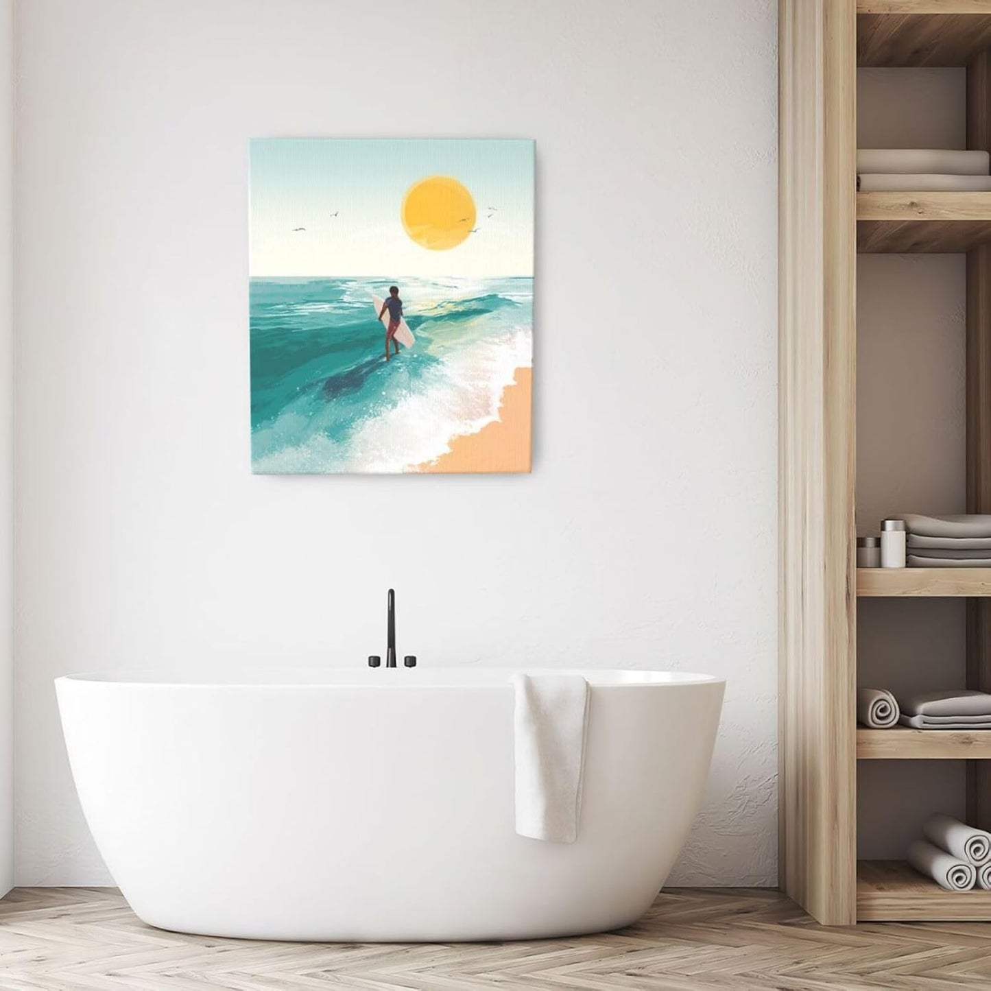Beach Starfish Wall Decor Ocean Starfish Wall Art Sunset Scenery Coastal Theme Pictures Canvas Nature Seascape Painting Print Framed Artwork Decorations for Home Bathroom Living Room Bedroom Office 24"x20"