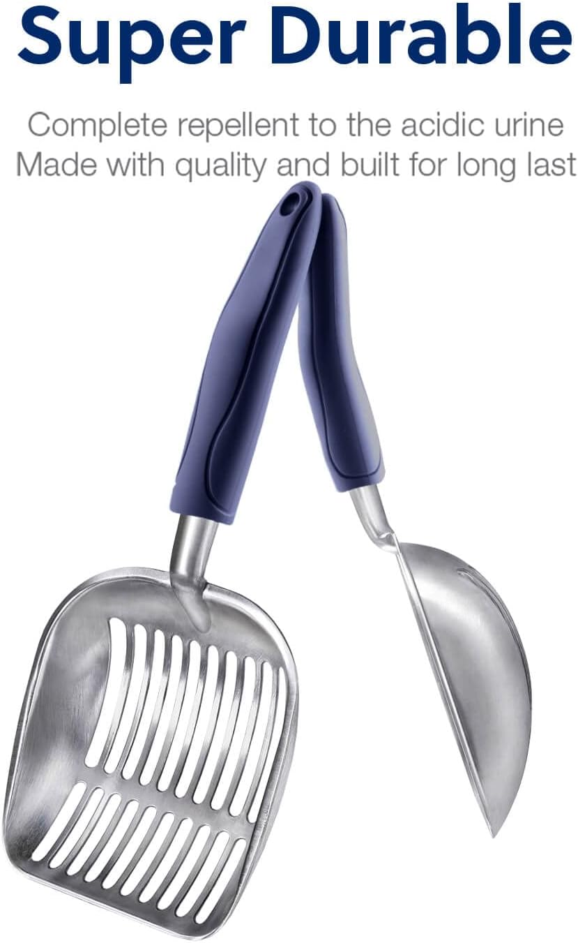 WePet Cat Litter Scoop, Aluminum Alloy Sifter, Kitty Metal Scooper, Deep Shovel, Long Handle, Poop Sifting, Kitten Pooper Lifter, Durable, Heavy Duty, for Litter Box