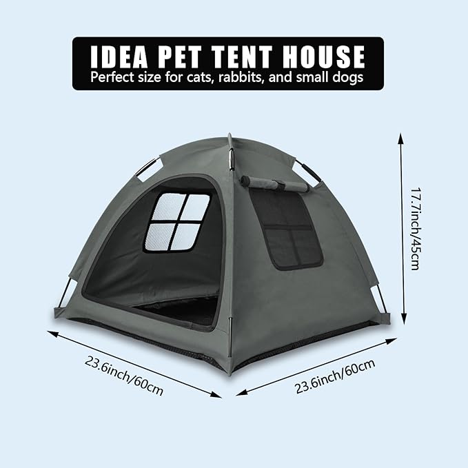 Grey Cat Tent House、Cat's Nest, Portable Indoor/Outdoor Pet Tent House for Cats, Puppies and Other Small Animals
