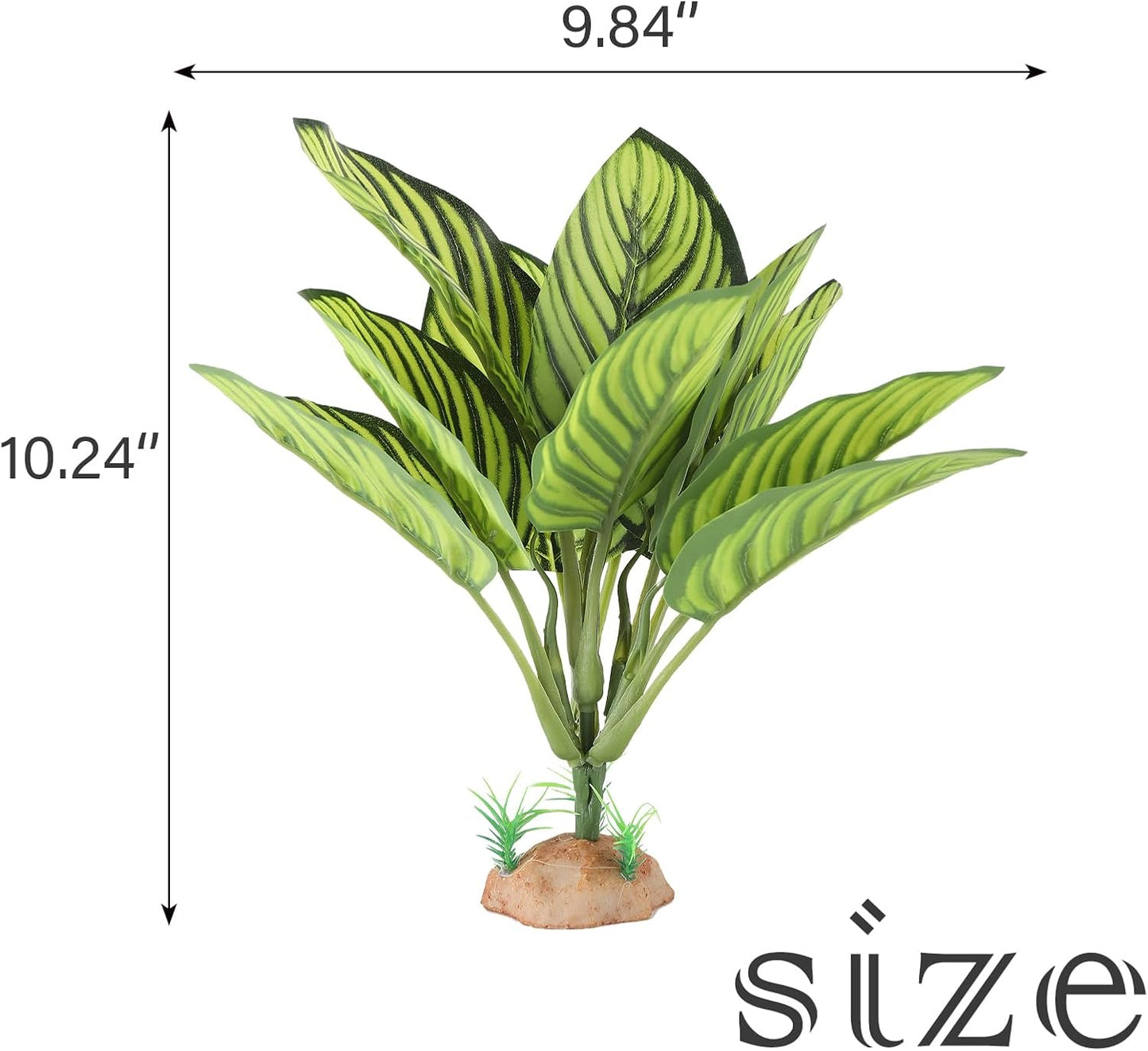 IBWell Reptile Terrarium Plants - Tortoise Habitat Accessories, Artificial Spider Plant for Gecko, Ball Python - Calathea Makoyana A