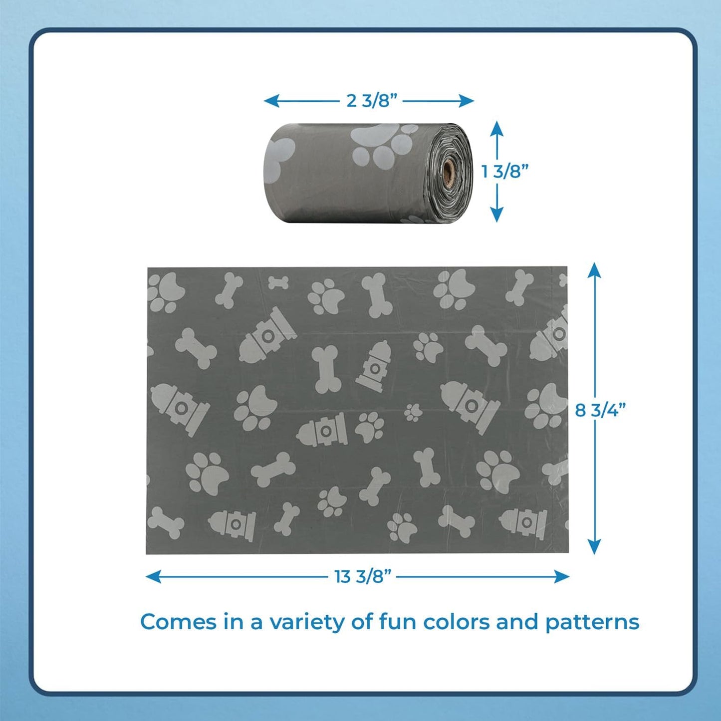 Best Pet Supplies Dog Poop Bags (150 Bags) for Waste Refuse Cleanup, Doggy Roll Replacements for Outdoor Puppy Walking and Travel, Leak Proof and Tear Resistant, Thick Plastic - Gray