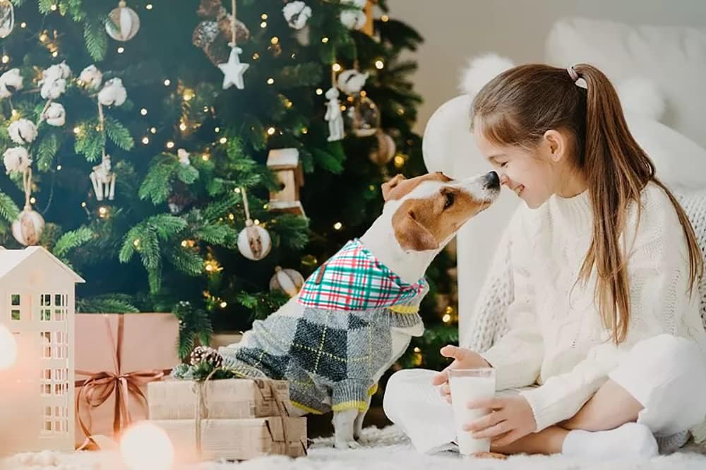 Lionet Paws Christmas Dog Bandana,Fabric Dogs Kerchief for Small Medium Dogs,Dog Cotton Triangle Bibs Scarf for Girl Boy