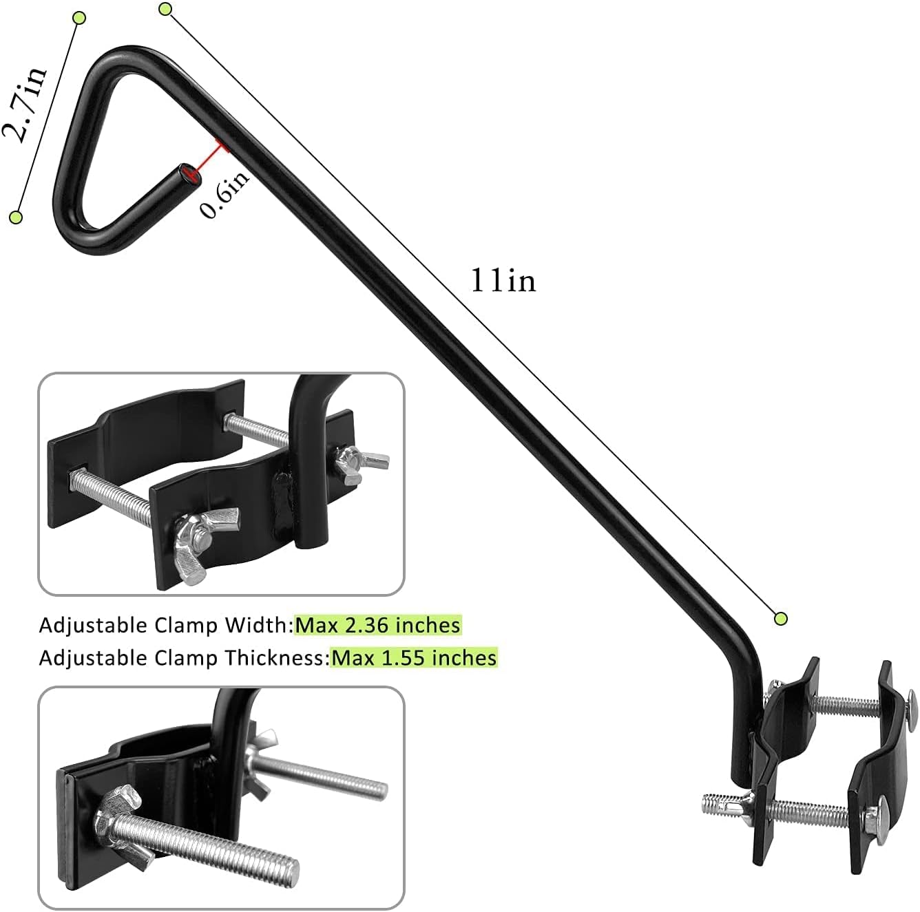 MIXXIDEA 11 Inch Long Fence Deck Hook Rail Hanging Mounting Kit Heavy Duty Bird Feeder Hook Decorative Hanger for Bird Feeders Planters Suet Baskets Lanterns on Balcony Porch Railing Fence