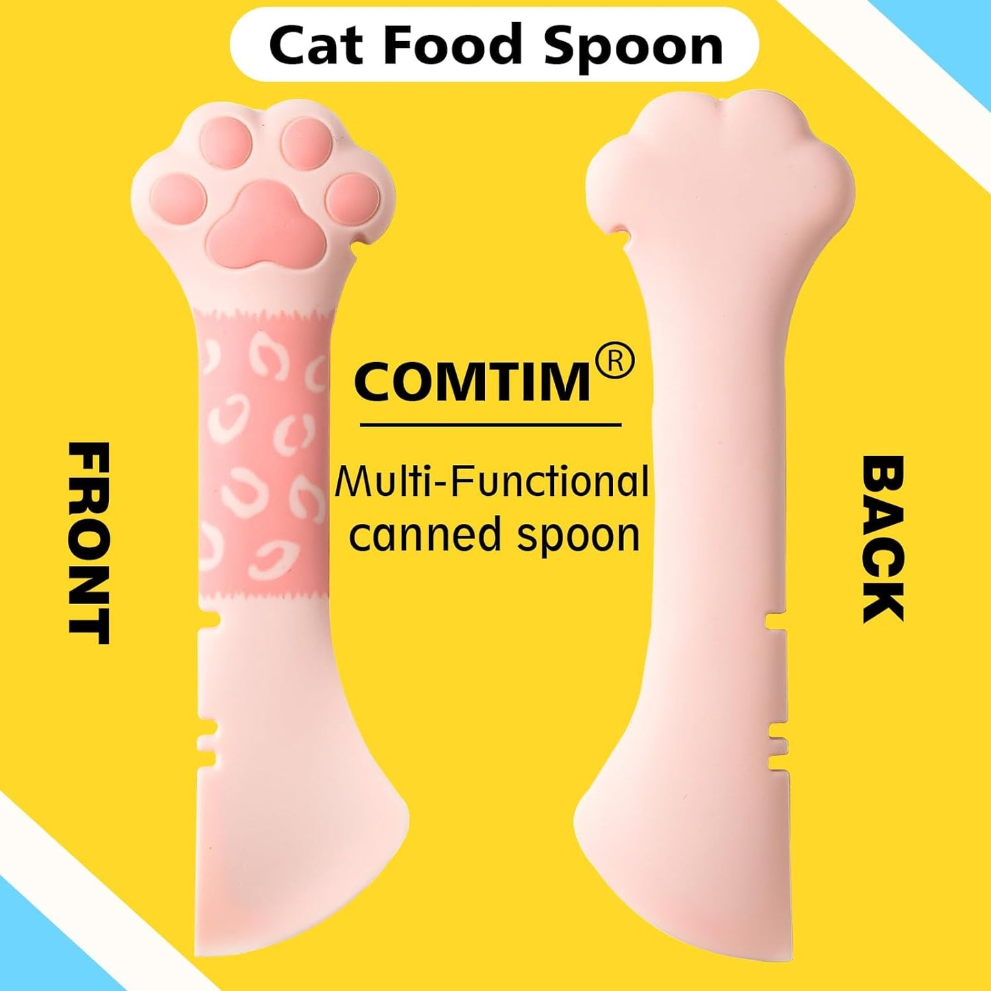 Comtim Small Cat Food Can Lids with Cat Food Spoon Set, Silicone Cat Food Can Covers Lids for 3 oz Cans, Cat Can Opener Spatula Cat Spoon for Wet Food