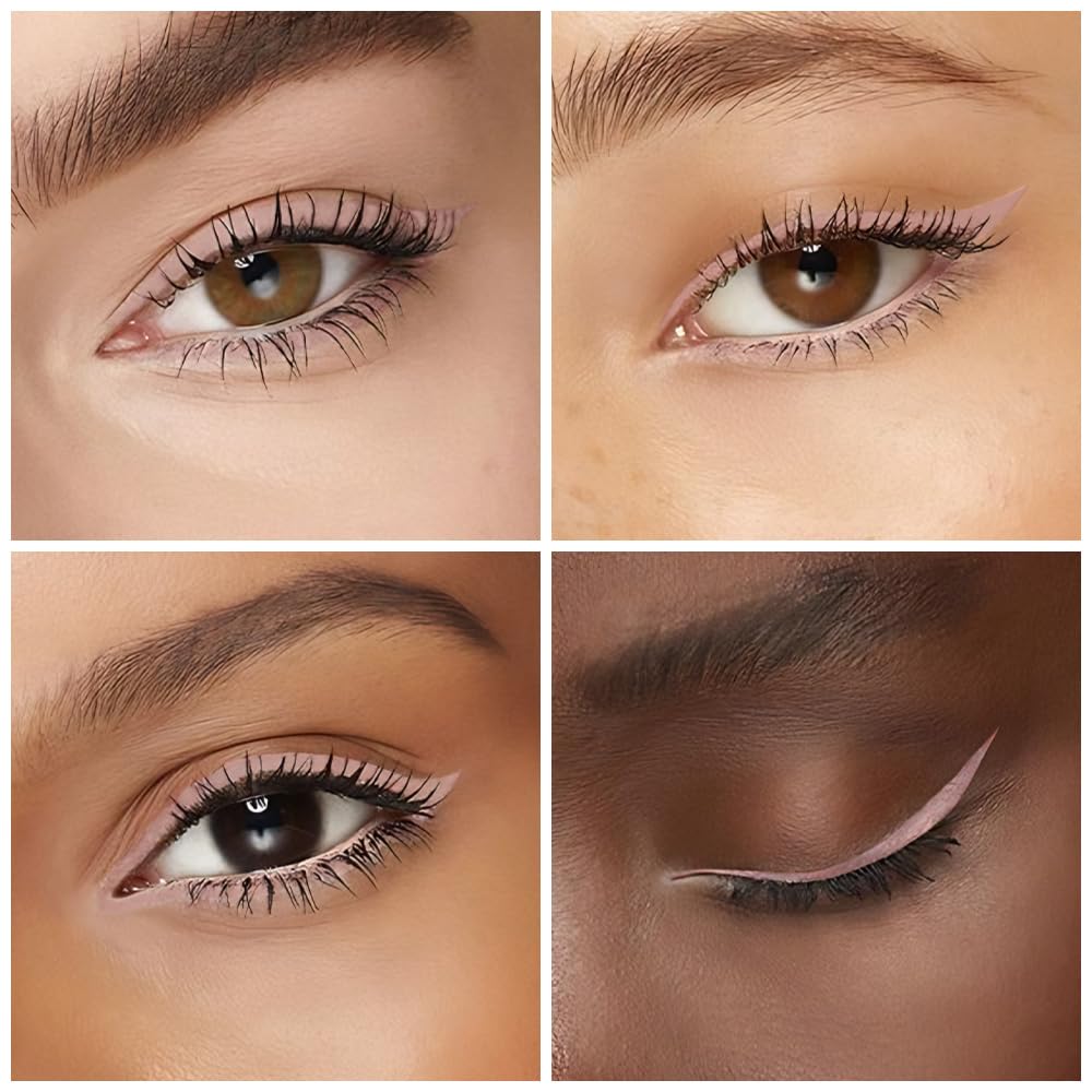 evpct Pale Mauve Long Wear Gel Eyeliner Pencils for Women, Mauve Eye Liner Pencil Pen Natural Makeup Glide Smooth, Eye Liner Waterproof Smudge Proof, Cream Eyeliner Lipstick Set, delineador de ojos