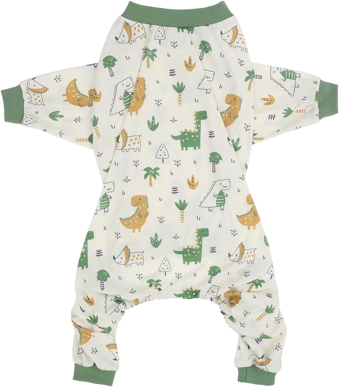 HDE Dog Pajamas One Piece Jammies Jumpsuit Pet Clothes Outfit Stretchy Lightweight Comfy Shirt Pjs for M-3XL Dogs Forest Dinos - 3XL