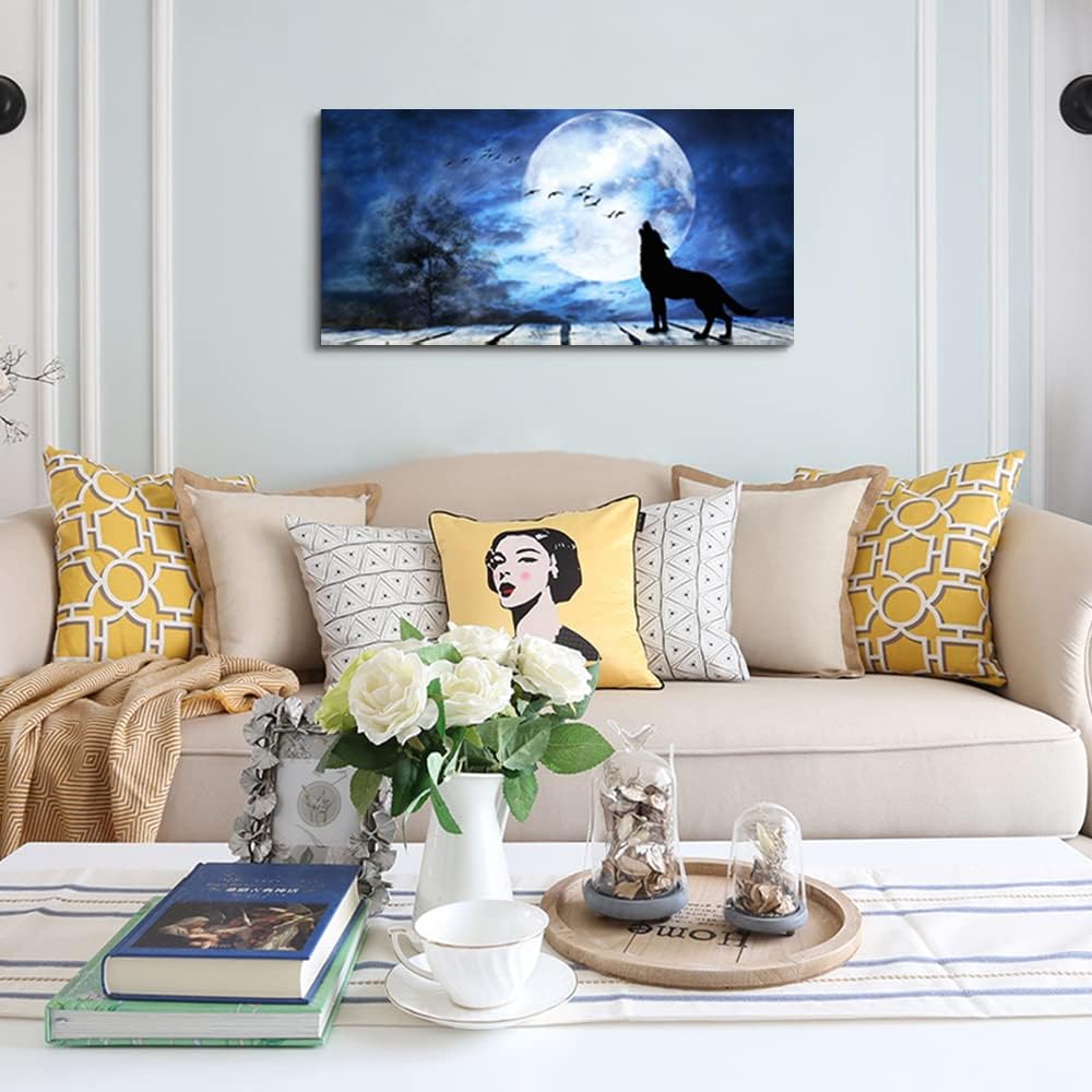 Canvas Wall Art For Bedroom Wall Decoration For Living Room Large Size Luminous Scenery Wolf Wall Decor Pictures Artwork Painting Modern Office Canvas Art Prints Room Decor Ready To For Home Decor