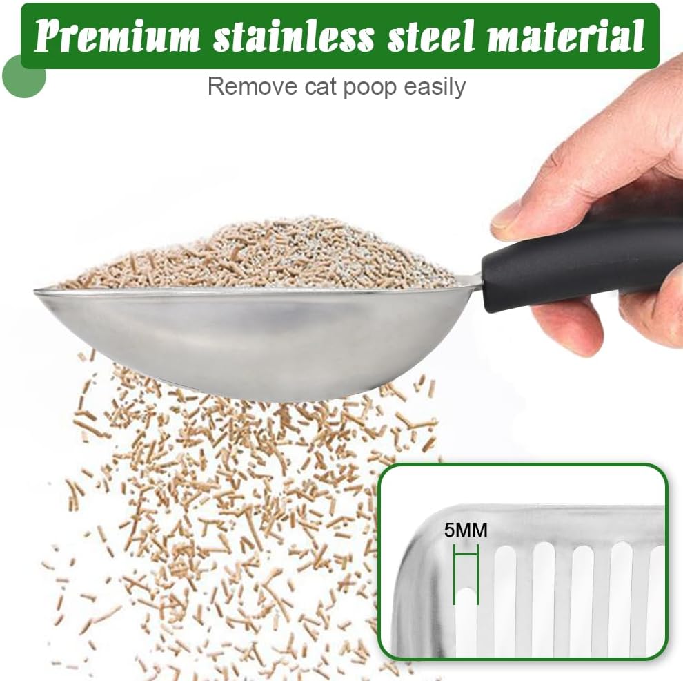 Cat Litter Scoop -Metal Cat Litter Scoop-Sturdy Mesh Scooper - Mesh Shovel-Easy to Clean - Suitable for Cat Litter Box -Black