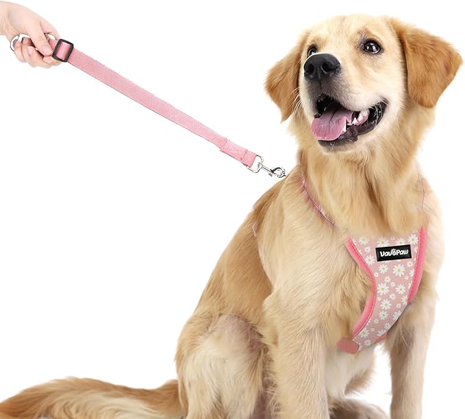 Dog Seat Belt, Safety Vest Dog Car Harness with Adjustable Buckle Dog Seat Belt for Vehicle Nylon Pet Safety Seat Belts Heavy Duty(S, Pink Daisy)