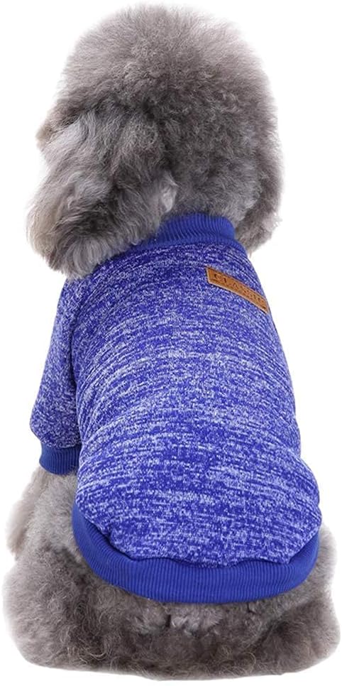 Jecikelon Dog Clothes Dogs Sweater Soft Puppies Clothing Winter Puppy Sweaters Warm Outfit for Dogs Small XXS XS Cat Apparel (Dark Blue, S)