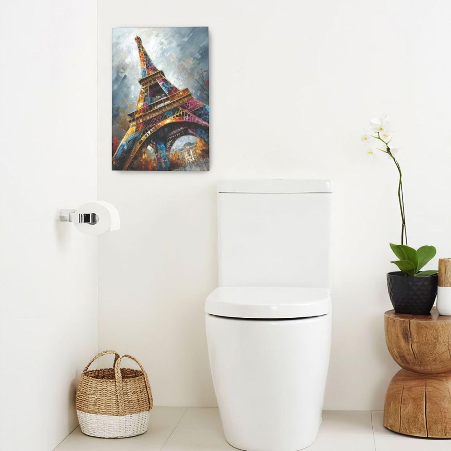 Paris Eiffel Tower Wall Art Paris Architecture Canvas Wall Decor Europe City Eiffel Tower Pictures Painting Print Artwork Framed Decorations Gifts for Living Room Bedroom Office 16"x24"