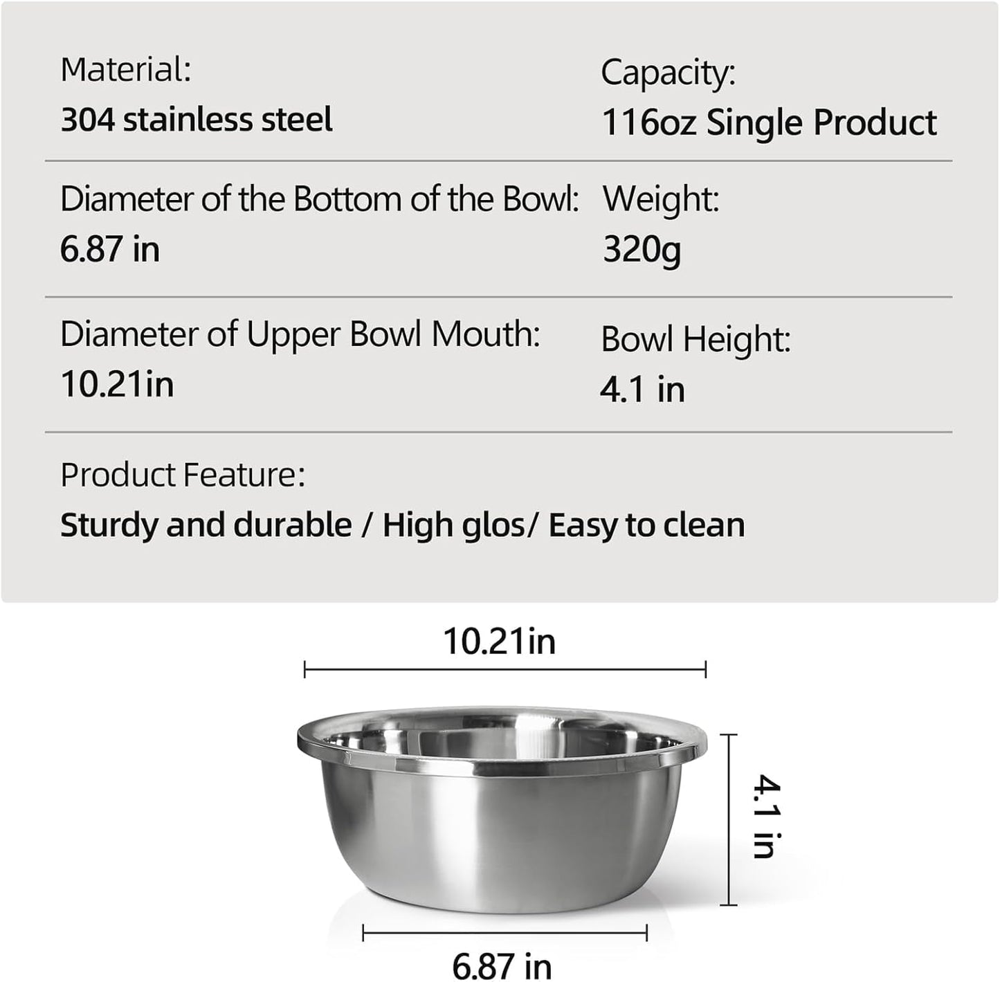 Stainless Steel Large Dog Bowl Set of 2, with 116 oz (15cup) High Capacity Metal Dog Food Bowls,Desirable Water and Food Bowls for Large, X-Large, and Giant Dogs,Heavy Duty, BPA-Free