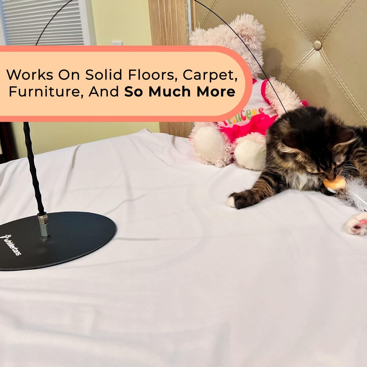 Interactive Bird Simulation Cat Toy Set, Interactive Cat Toy for Indoor Cats, Cat Feather Toy, Suction Cup, Weighted Base, 5 Replacement Birds, Feathers & Bells, Realistic Bird Impression