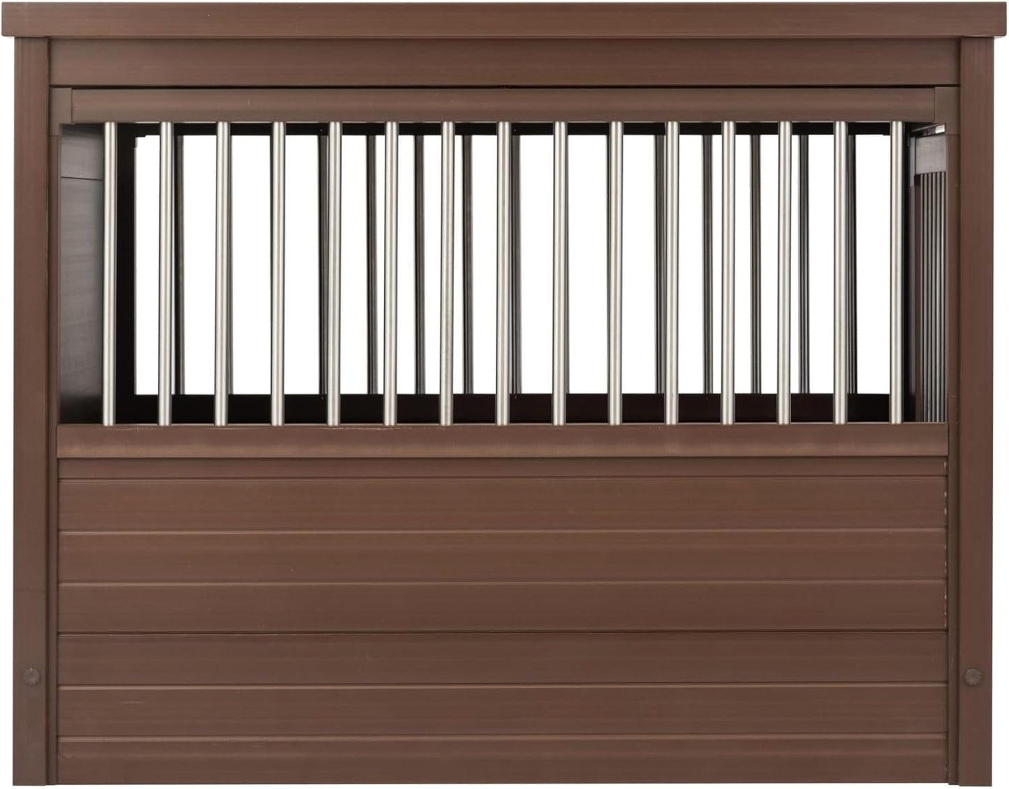 New Age Pet ECOFLEX Dog Crate End Table - Durable Wood-Plastic Composite with Stainless Steel Latch, Easy Assembly, Ideal for Dogs Up to 80lbs, Russet Brown, Large Size