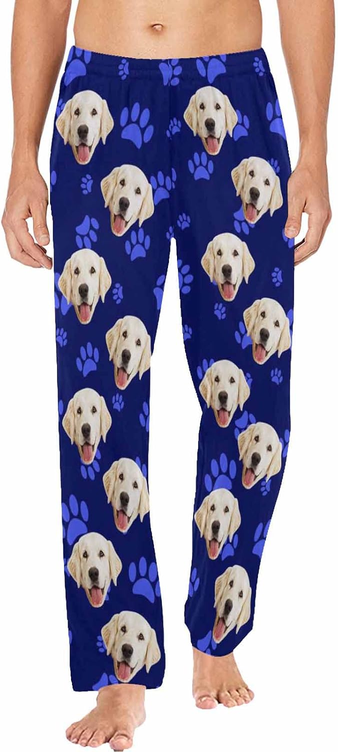 MyPupSocks Customized Face Pajamas Pants Photo Pajama Bottoms for Men S-XXL