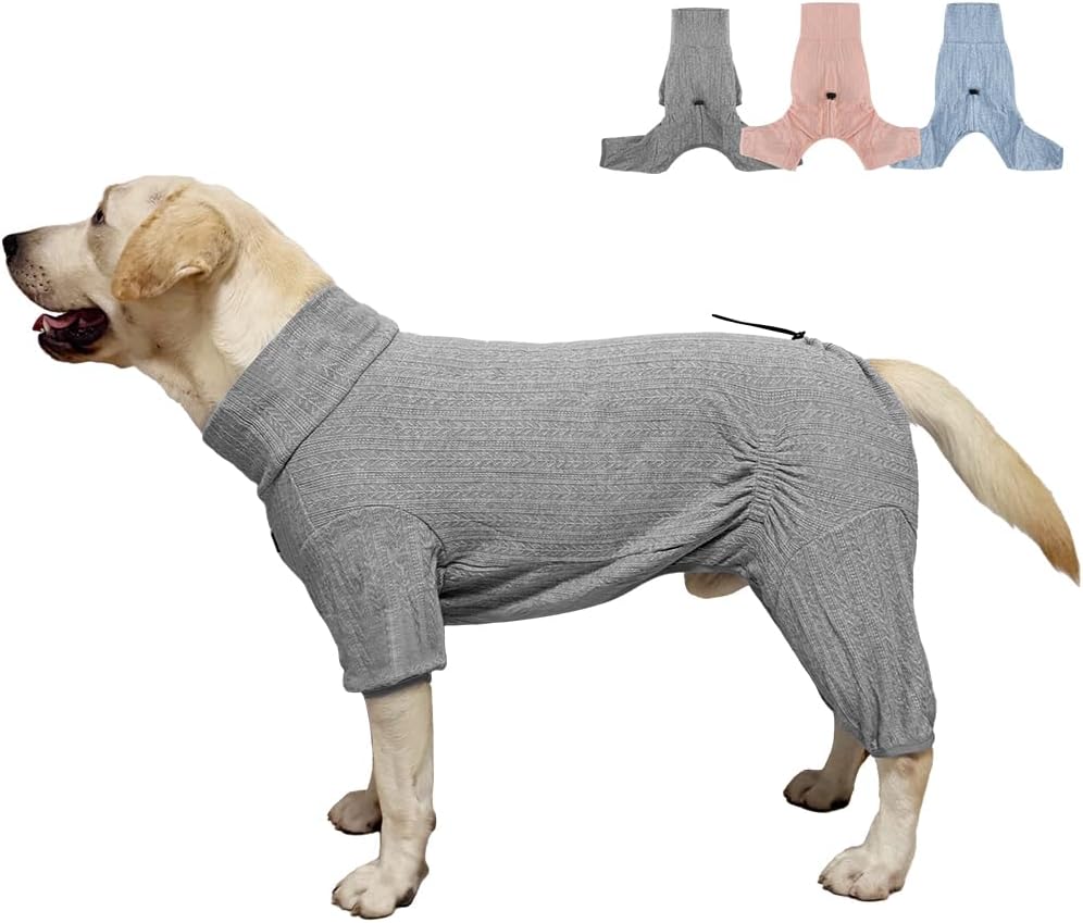 Dog Pyjamas PJS Sweater Clothing and Loungewear Suitable for Medium to Large Breeds of Dogs, Neutering Suits, Extra-Large Stretch Fabric, Four-Legged Dogs Clothes Pyjamas(Sweater Gray, 3XL)
