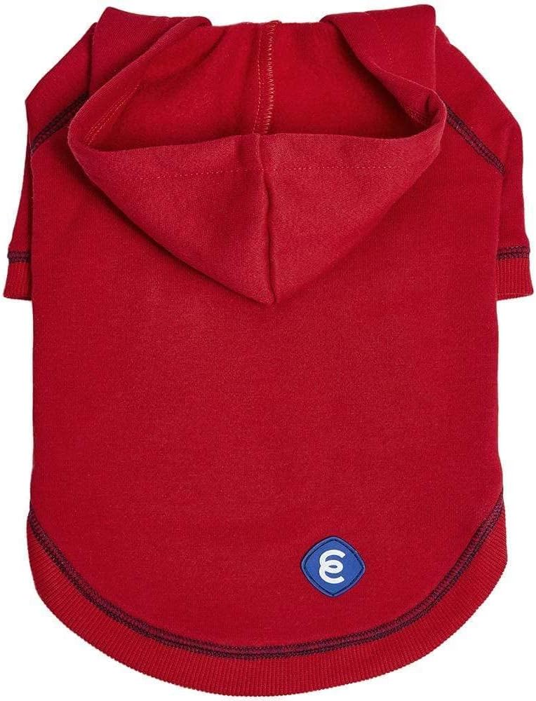 Blueberry Pet Essentials Soft & Comfy Better Basic Cotton Blend Dog Hoodie Sweatshirt in Red, Back Length 18", Pack of 1 Jacket for Dogs