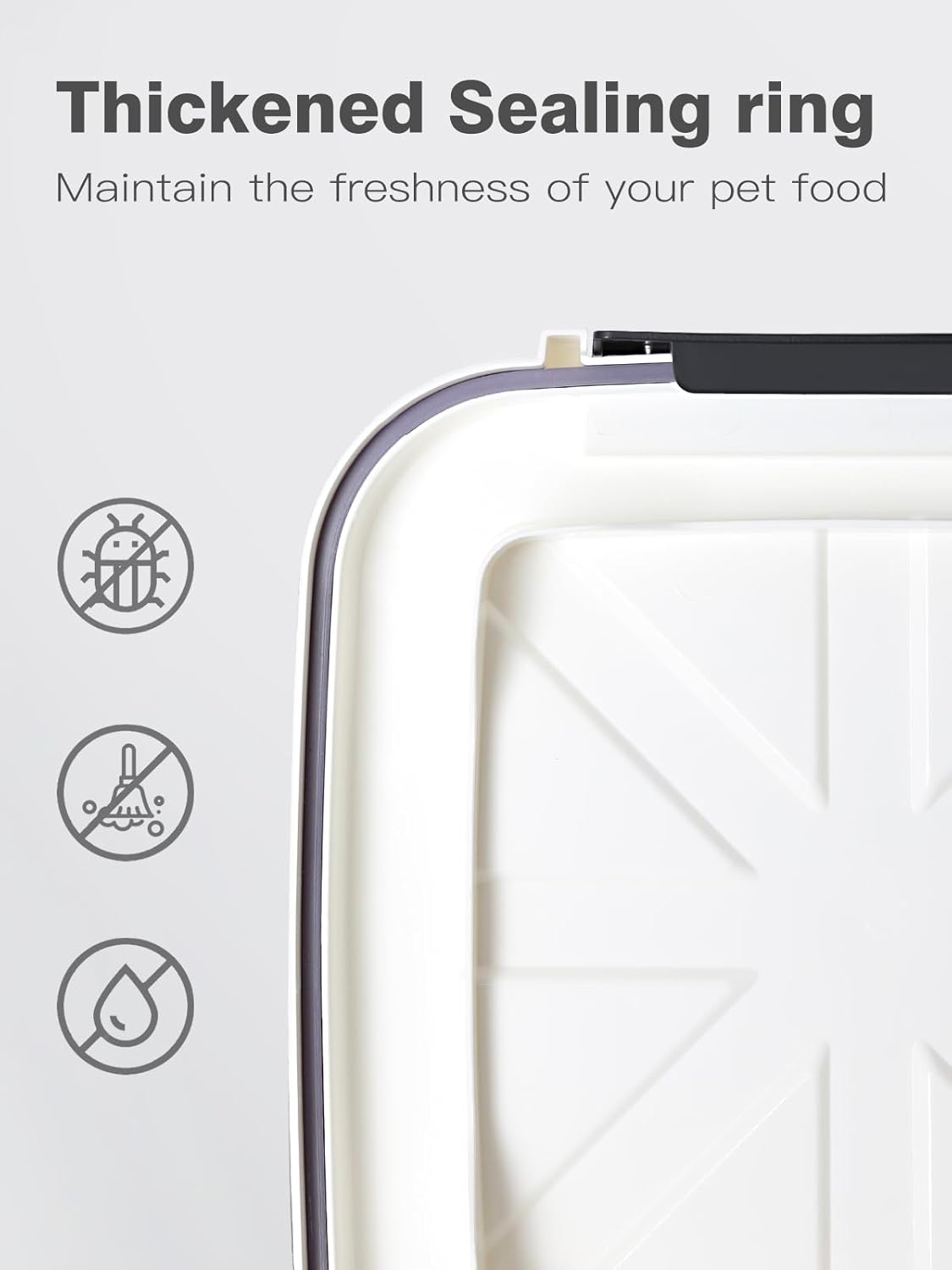 Airtight Rice Storage Container 50 lbs, Attachable Wheels, for Dog Cat Bird and other Pet Food Storage Bin, Keep Fresh, Easy Mobility, BPA Free, White