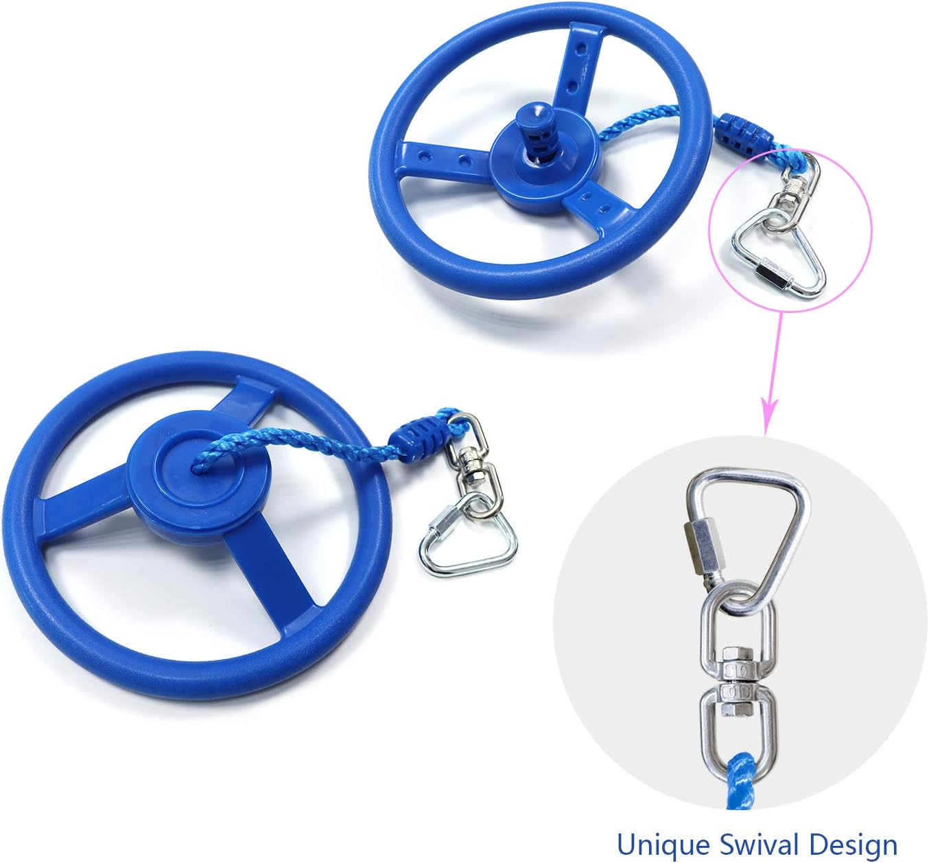 Rainbow Craft 3-Pack Ninja Monkey Wheels，Obstacle Course & Swing Set Attachments for Kids ，Outdoor Backyard Playground Accessory，Red, Blue & Yellow