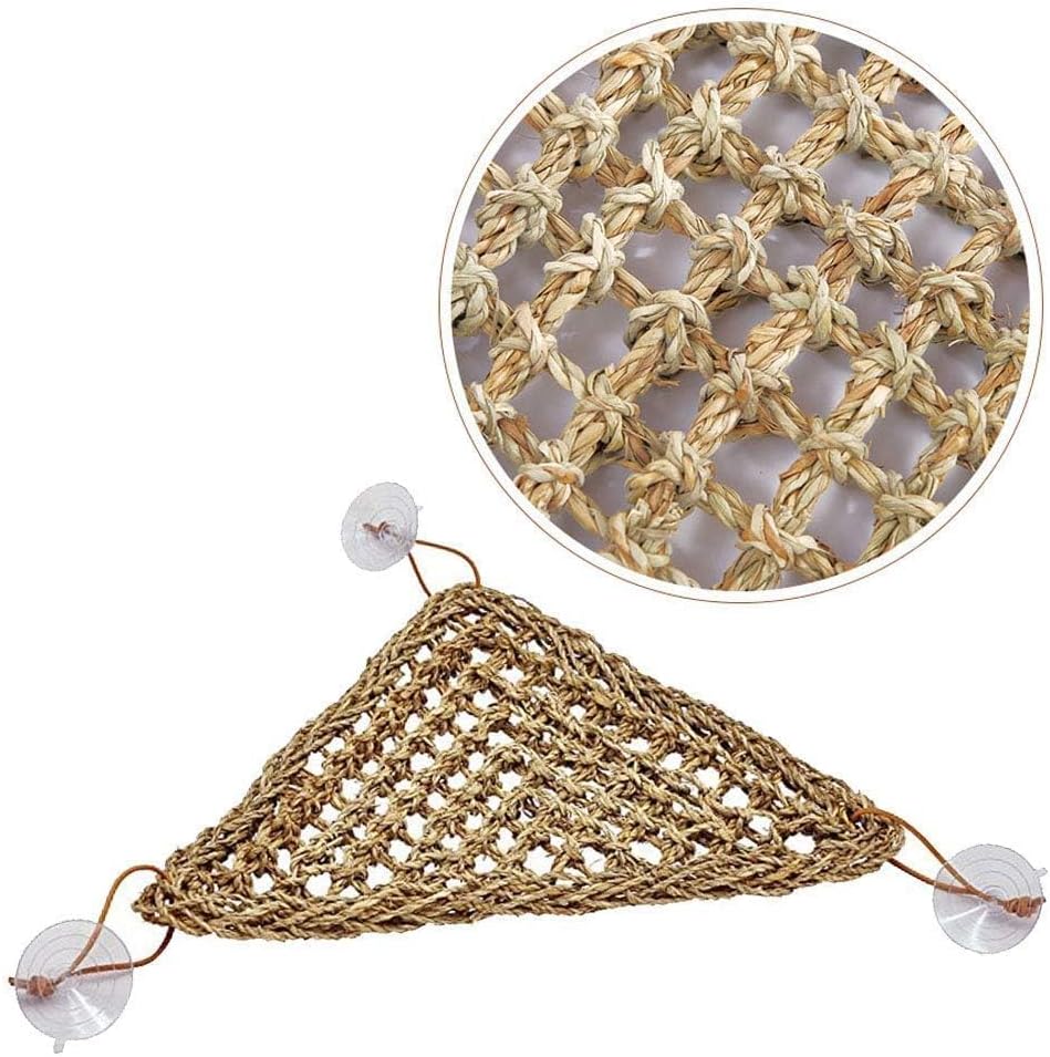 kathson Bearded Dragon Hammock, Bearded Dragon Accessories, Natural Seagrass Reptile Hammock, Reptile Lounger Habitat Decor for Chameleons, Lizards, Geckos, and Snakes（11 x 7.8 x 7.8 inches, 2 PCS）