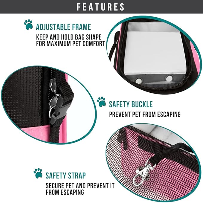 PetAmi Dog Purse Carrier for Small Dogs, Airline Approved Soft Sided Pet Carrier with Pockets, Ventilated Dog Carrying Bag for Puppy Cat, Dog Travel Supplies Bag, Sherpa Bed, Max 12 lbs, Pink