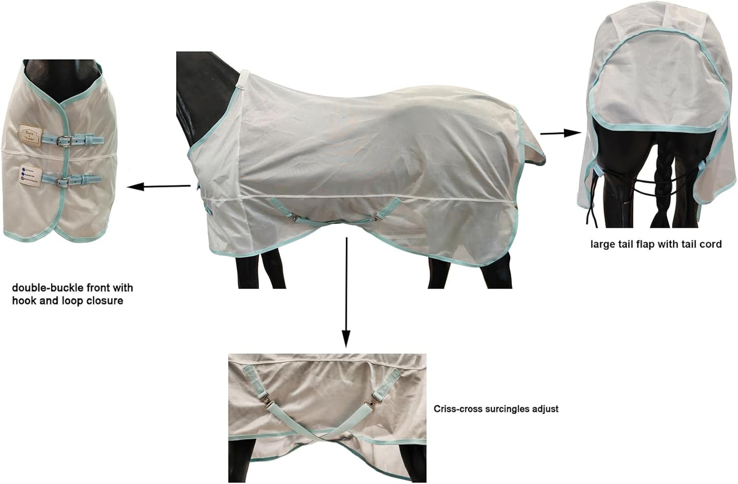 BARN & STABLE Breathable and Tear-Resistant Horse Fly Sheet with UV Protection Equine Summer Sheet Horse Fly Blanket with Removable Web Leg Straps
