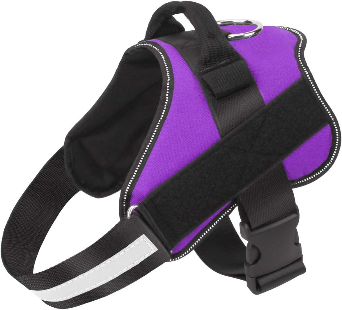 Bolux Dog Harness, No-Pull Reflective Dog Vest, Breathable Adjustable Pet Harness with Handle for Outdoor Walking - No More Pulling, Tugging or Choking (Purple, L)