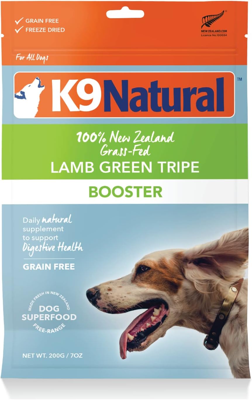 K9 Natural Freeze Dried Dog Food Topper with Verified Ingredients, Organ Meat Blend for Digestive Support, Human-Grade Freeze Dried Puppy Food & Dog Topping, Lamb Green Tripe, 7oz