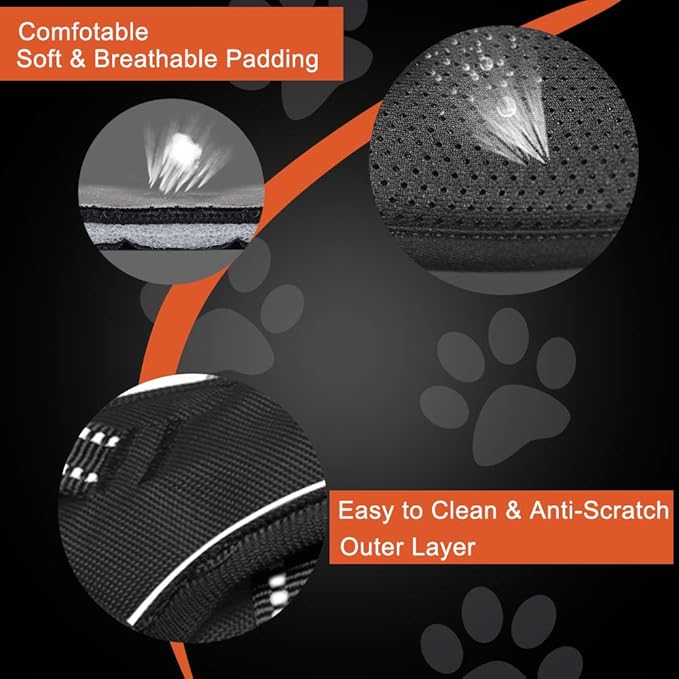 PHOEPET Reflective Dog Harness No Pull Large Breed Vest with 2 Metal Leash Attachment Hooks(L, Green)