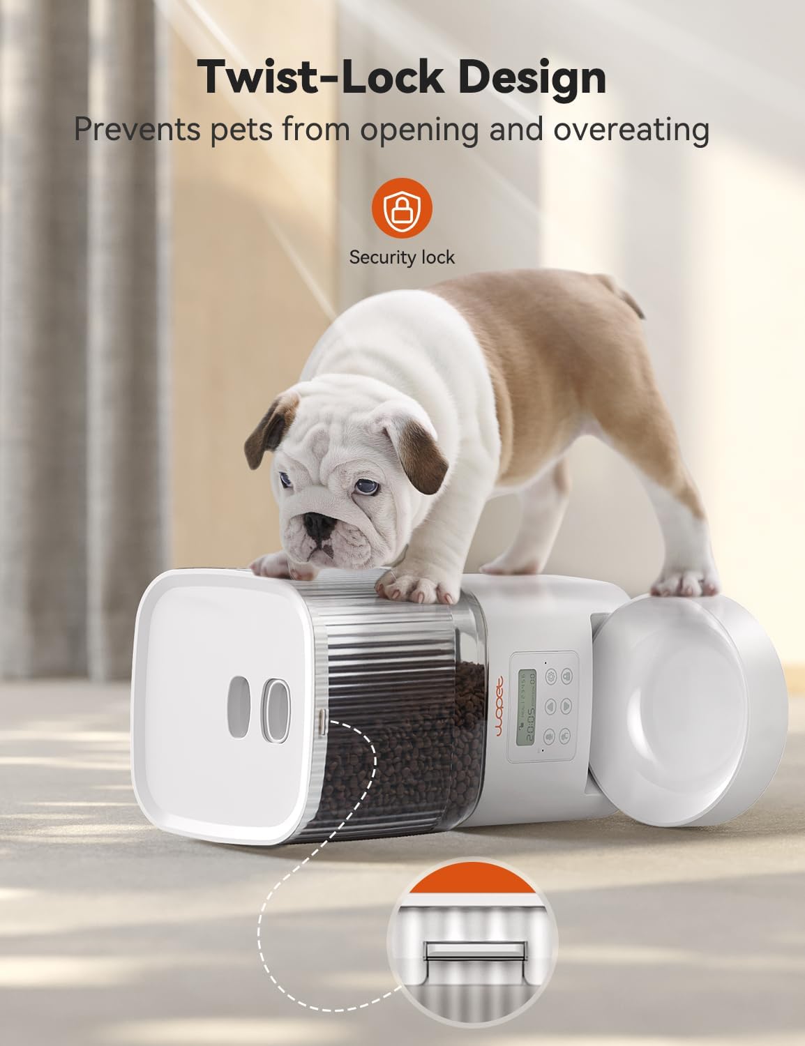 WOPET Automatic Cat Feeder, WiFi Automatic Dog Feeder with APP Control for Slow Feeding, Cat Food Dispenser with 10S Voice Record, Up to 10 Meals Per Day for Cats and Dogs