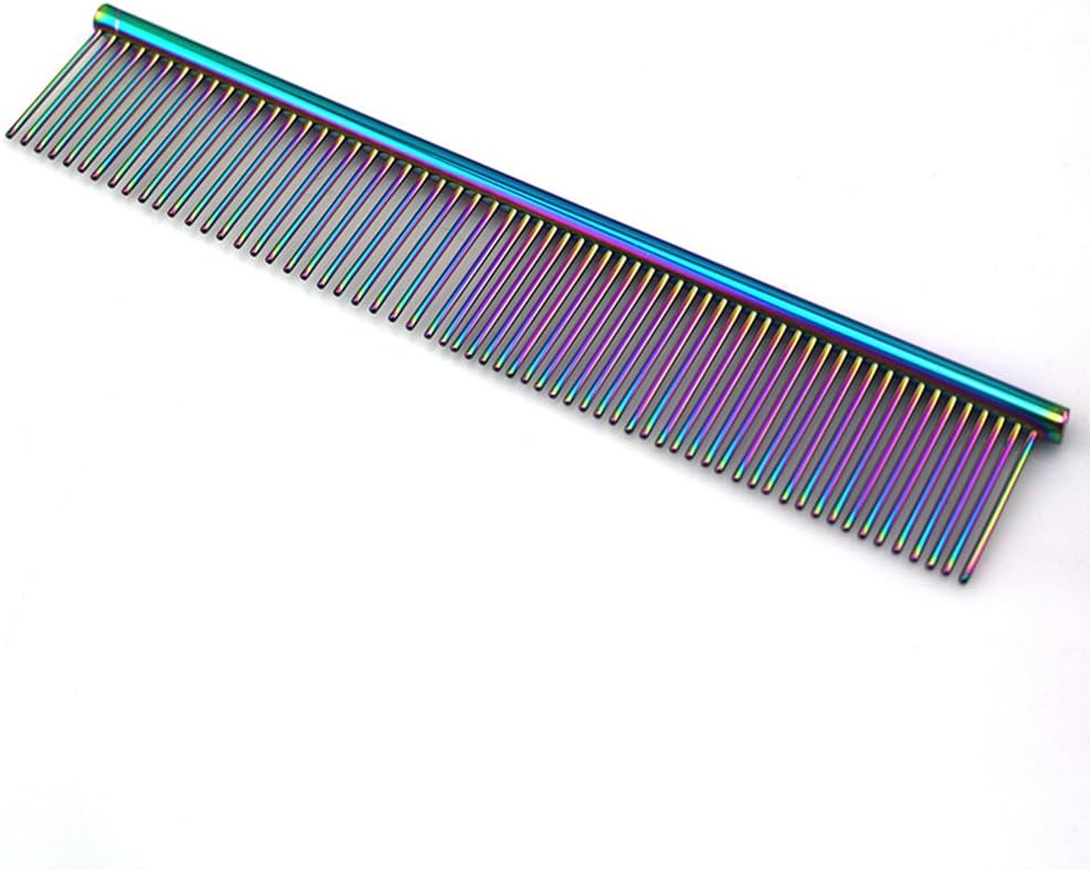 ZoCr Stainless Steel Pet Comb for Dogs Cats, Pet Grooming Comb with Different Spaced Rounded Teeth (Colorful)