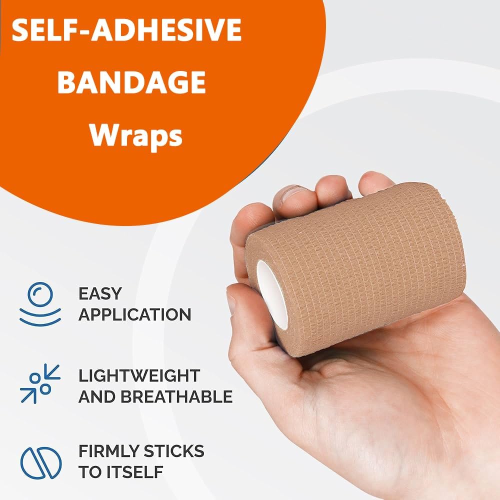 Self Adhesive Wrap 18 Rolls, Non-Woven Self Adherent Vet Wrap, (1IN+2IN+3IN) x 5Yard | Cohesive Bandage Tape for Wrist & Ankle, Elastic Grip Cover (Colorful)