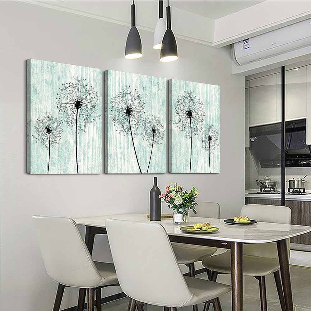 Light Green Background Dandelion Canvas Wall Art Paintings For Living Room Large Size Wall Artworks Bedroom Decoration 3 Piece Framed Office Wall Decor Canvas Print Posters Kitchen Home Decoration