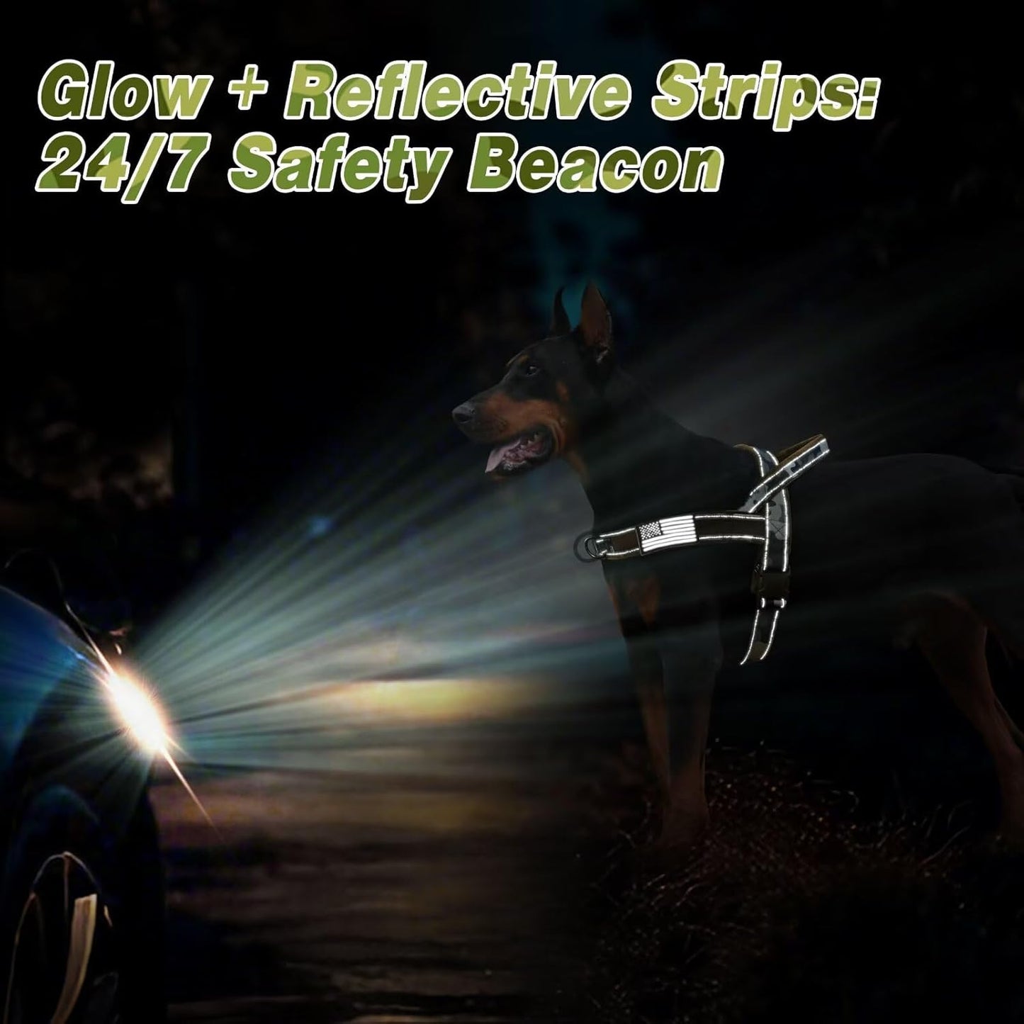 Forestpaw No Pull Dog Harness - Soft Flannel Padded Tactical Dog Vest Harness with Quick Release Buckle, Adjustable Reflective Pet Harness for Large Dogs Walking Training,Green Camouflage L