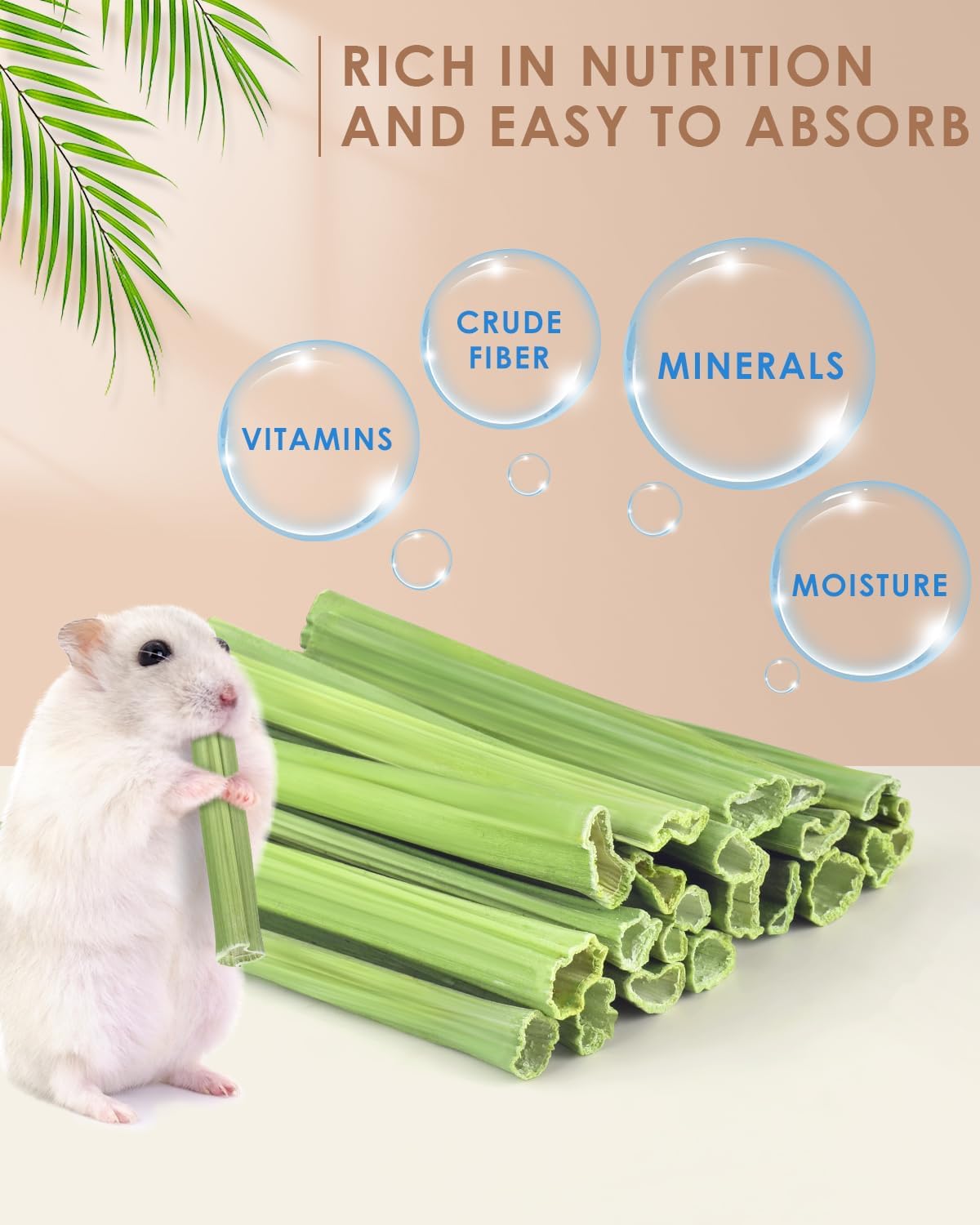 Bissap 25 PCS Guinea Pigs Chew Sticks, Natural Papaya Stems Bunny Chews Treats for Hamsters Chinchillas Small Animals Organic Molar Chewing Snack