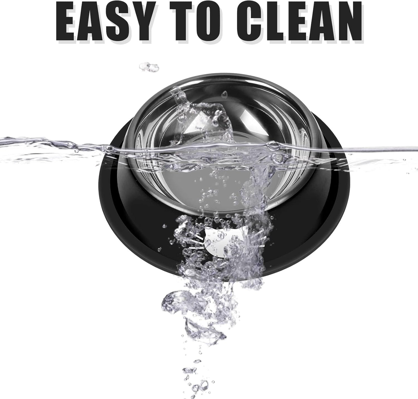 2 Pcs Non-Slip Stainless Steel Small Food Bowls - Unbreakable, Thicken Cat Feeder, 7 Oz Dishes - Suitable for Indoor Small Pets - Removable Rubber Base, Easily Clean, Lovely Color