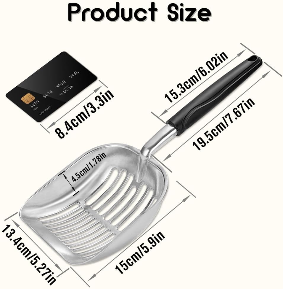 Cat Litter Scoop - Sturdy Mesh Scooper,Long Handle Cat Scooper,Aluminum Alloy Sifter Metal Scoop,Poop Sifting,Mesh shovel,Suitable for Cat Litter Box,Christmas GiftSuitable for Cat Litter Box