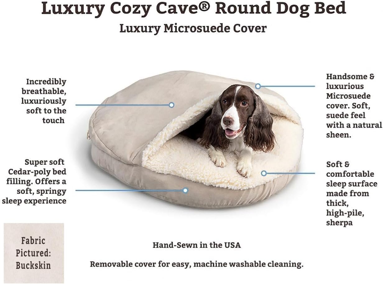 Snoozer Luxury Cozy Cave Dog Bed - Indoor Dog Bed with Cover Cave, Covered Calming Burrow for Medium & Large Sized Pets with Blanket Attached, Enclosed, Washable - XL, Sapphire