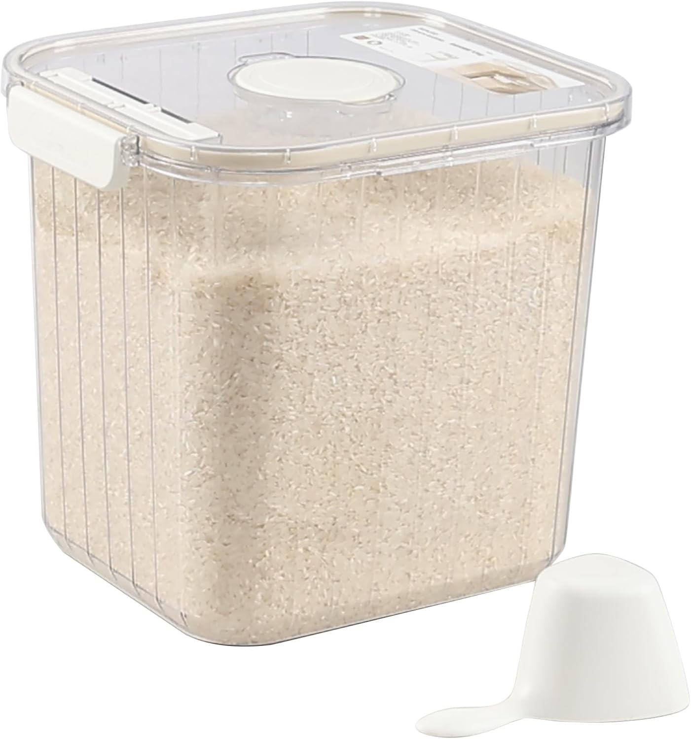 22 Lbs Airtight Rice Container with Cup, Clear Food Storage Container for Dry Food, 1 Pack
