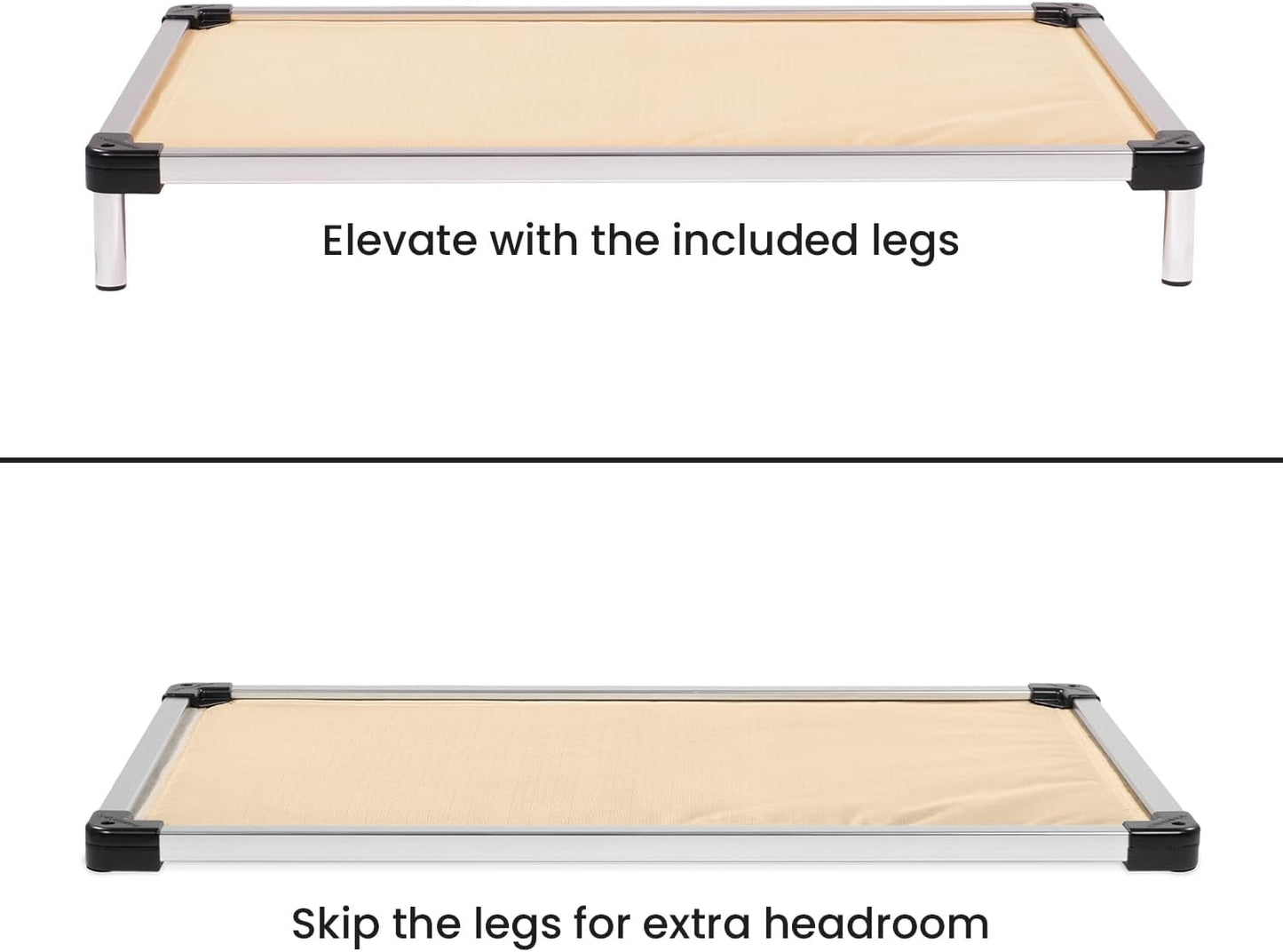 K9 Ballistics Chew Proof Armored Padded Dog Crate Bed, Virtually Indestructible, Legs Included (Sandstone, X-Large (47" L x 29" W x 6" H))