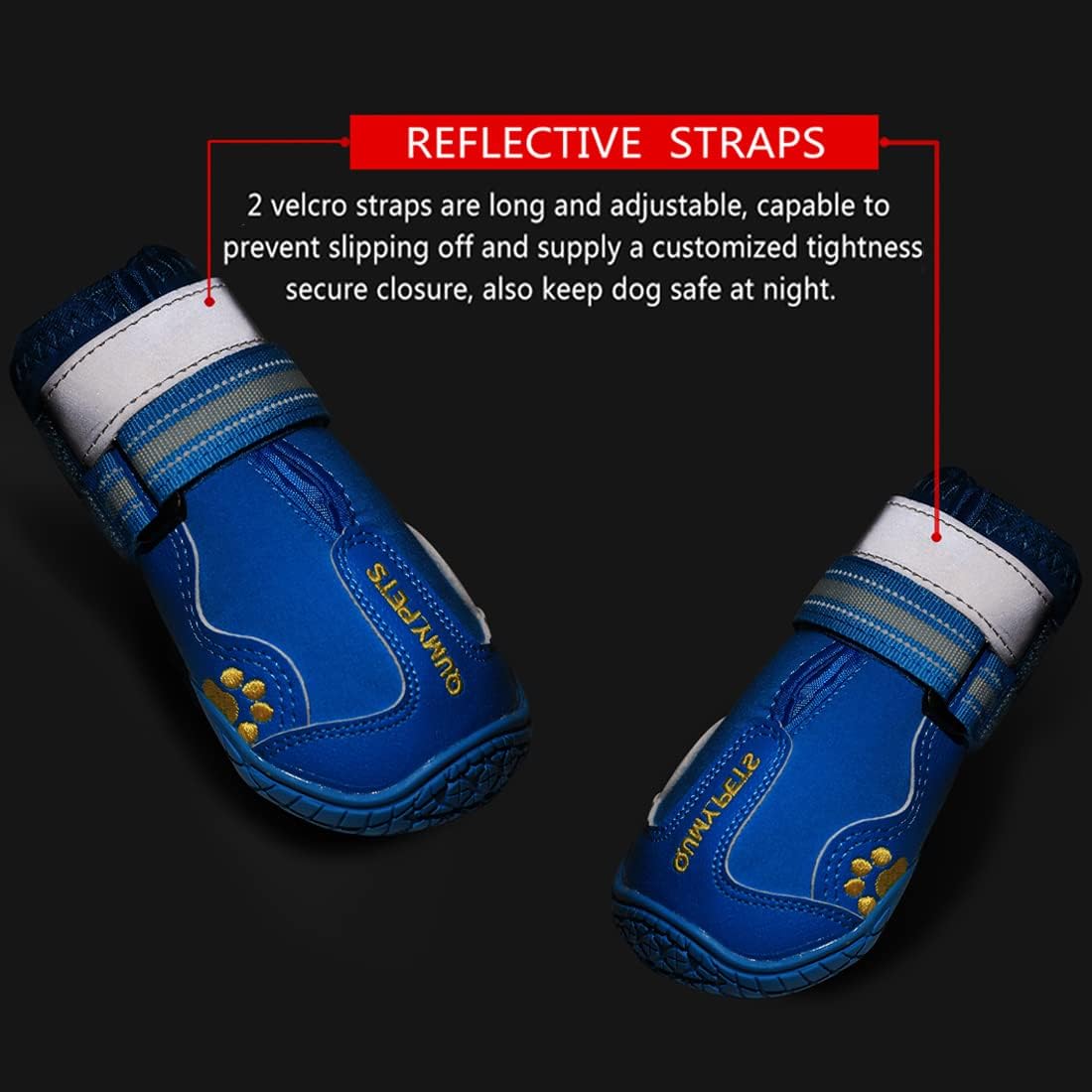 QUMY Dog Shoes for Large Dogs, Medium Dog Boots & Paw Protectors for Winter Snowy Day, Summer Hot Pavement, Water-Resistant in Rainy Weather, Outdoor Walking, Indoor Hardfloors Skid-Resistant Sole