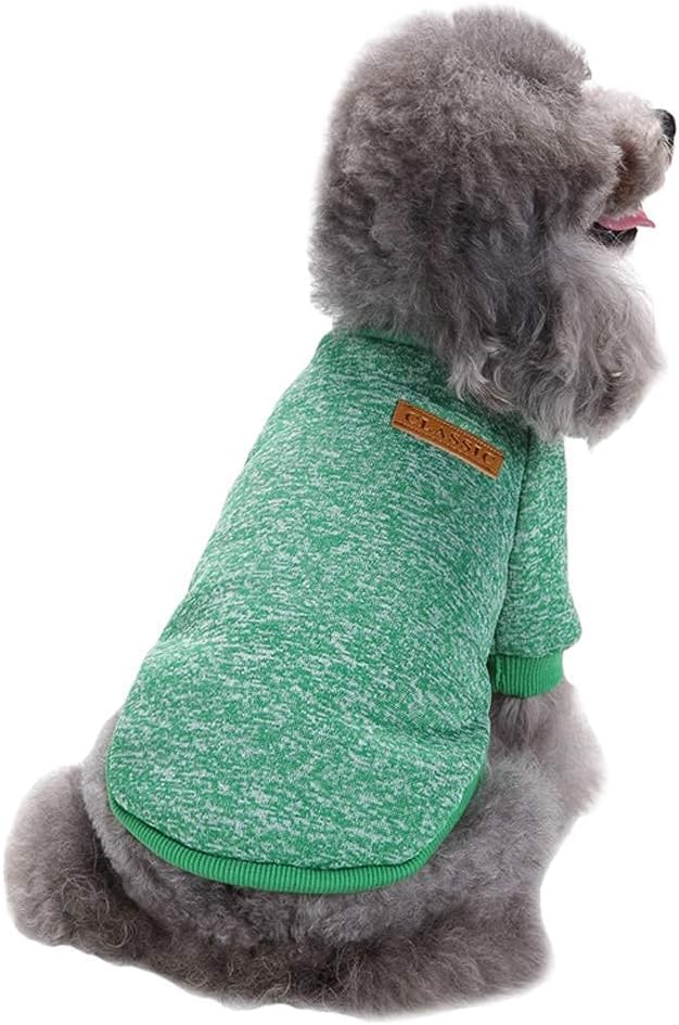 Jecikelon Dog Clothes Dogs Sweater Soft Puppies Clothing Winter Puppy Sweaters Warm Outfit for Dogs Small XXS XS Cat Apparel (Green, XXS)