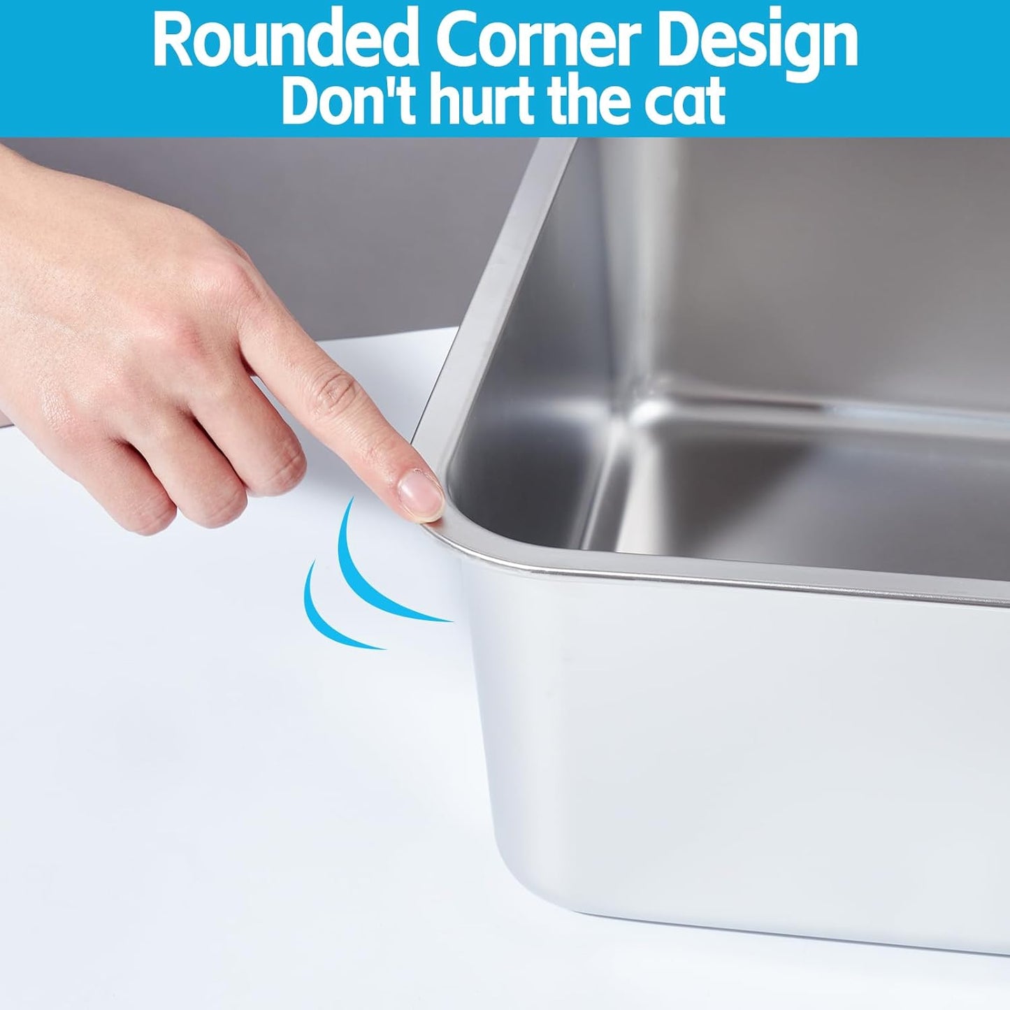 Stainless Steel Litter Box 2 Pack,Metal Litter Box for Cats Easy to Clean,Cat LitterBox for Kitty/Kitten Rabbit Litter Pan,Non Stick, No Smell