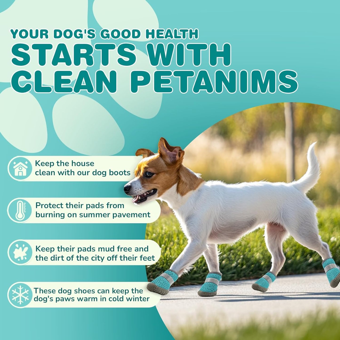 Small Dog Shoes, Breathable Puppy Boots & Paw Protectors for Winter Snow, Summer Hot Pavement, Dog Booties with Anti-Slip Rubber Soles for Hardwood Floors Lake Blue Size 5