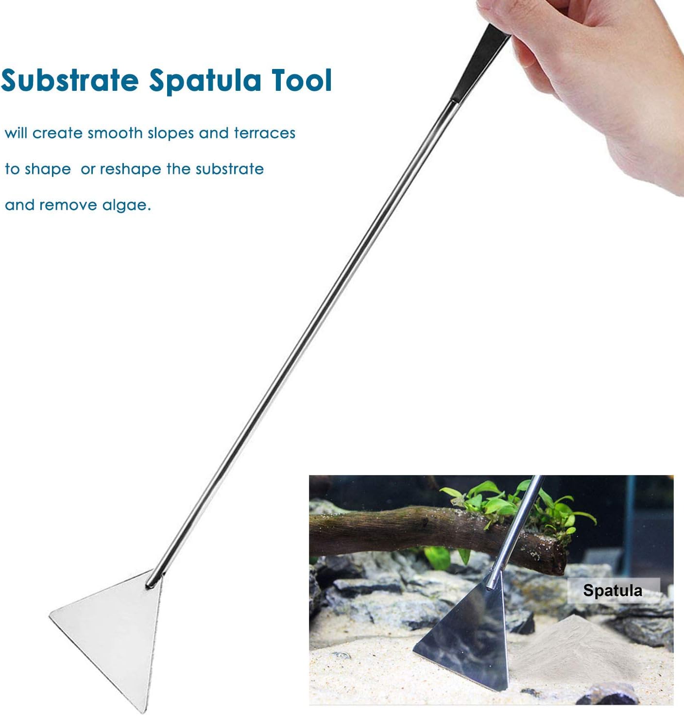 Capetsma Aquascape Tools, Long Stainless Steel Aquarium Plant Tools Aquarium Tweezers Scissors Spatula Tool Set Bonsai Kit Algae Scrapers Aquarium Cleaning Kit for Fish Tank Starter kit