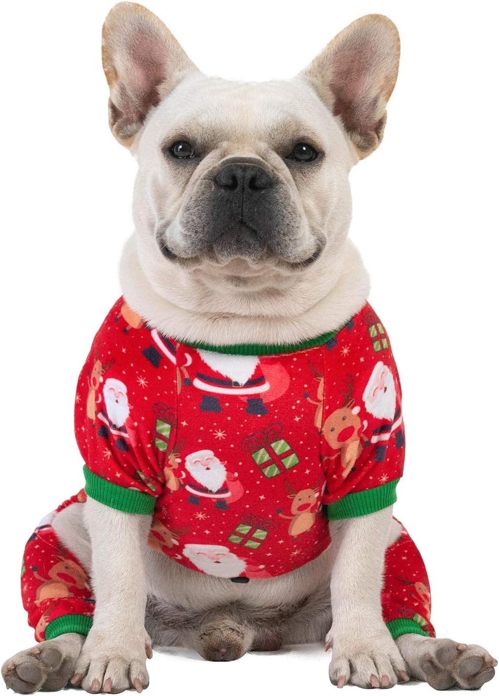 CuteBone Small Dogs Christmas Outfit Soft Puppy Onesies Pjs Dog Pajamas Pet Coat Cat Apparel Comfy Doggie Jumpsuit Bodysuit for All Seasons P135XS