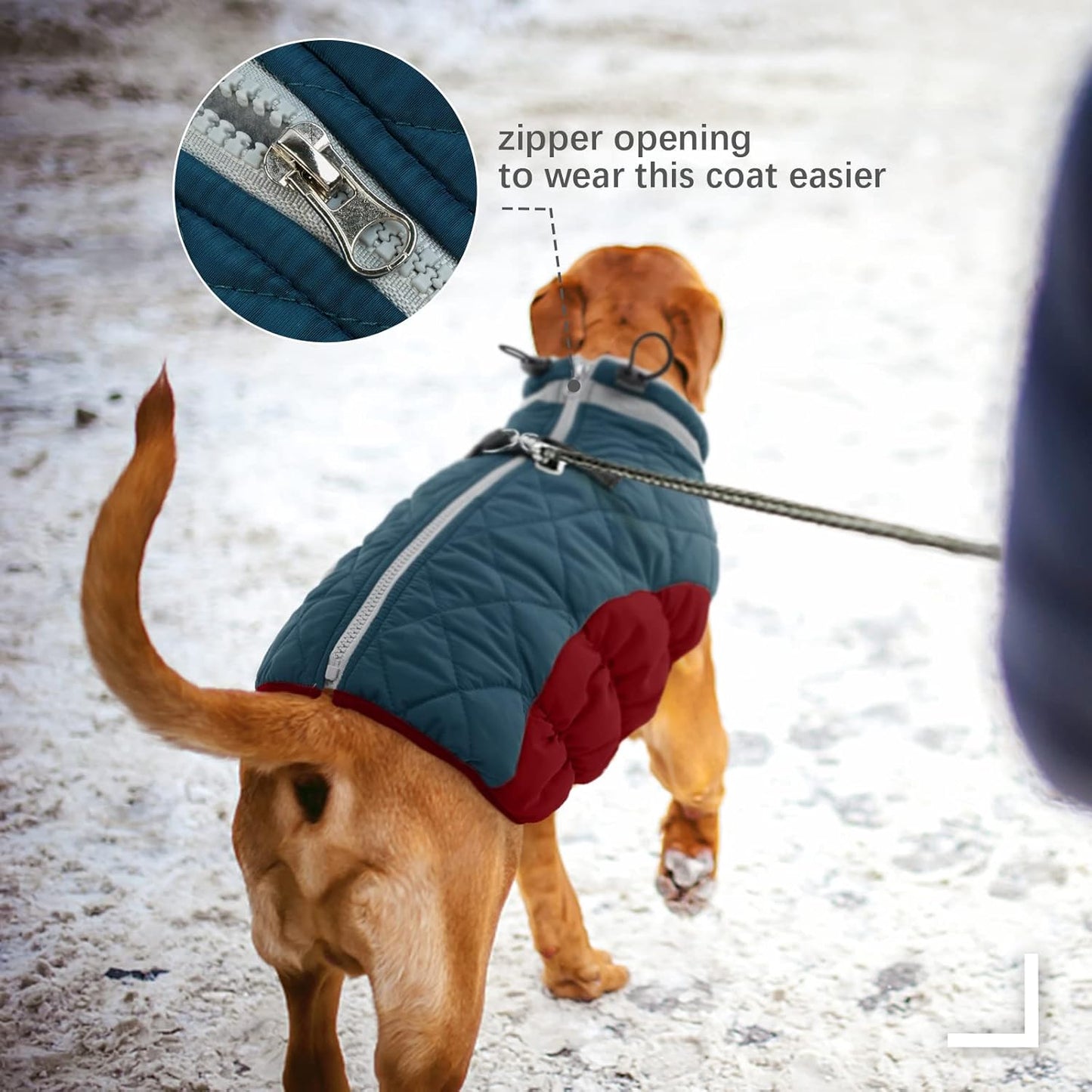 FUAMEY Dog Coat for Small Dogs,Waterproof Dog Winter Jacket with Harness Built in Puppy Cold Weather Coats Reflective Pet Vest with Zipper Warm Fleece Dogs Snowsuit Windproof Dark Blue S