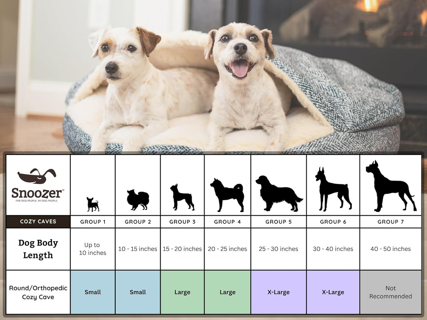 Snoozer Luxury Cozy Cave Pet Bed, Wag Collection, Small - Pedigree Denim